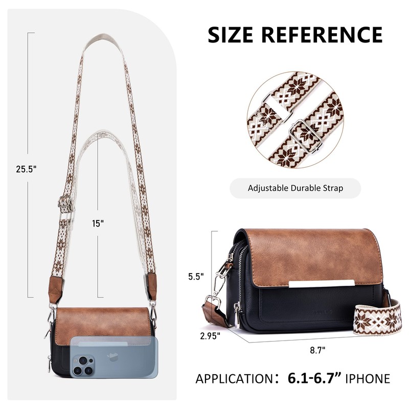 Roulens Crossbody Bags for Women Small Crossbody Wallet Purses with