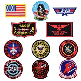O-Kinee Pack of 11 iron-on patches, top gun patches for iron-on, iron-on patches, children, for clothing, T-shirt, jeans, backpack, hats, DIY