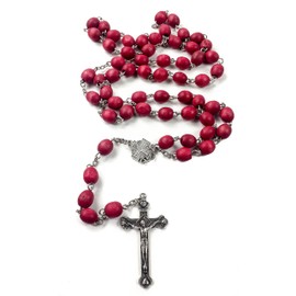 Nazareth Store Rose smell Rosary Petal Red Rare Carved Beads Jerusalem Medal & Silver Plated cross Crucifix