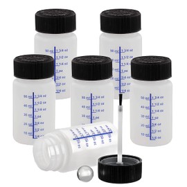 6 Pack- 2 Ounce (60ml) Empty Paint Touch Up Bottles with Brush Applicator and Mixing Marble, Touch-Up Applicator Brush - Fix Paint Chips, Scratches, Auto Car Damage.
