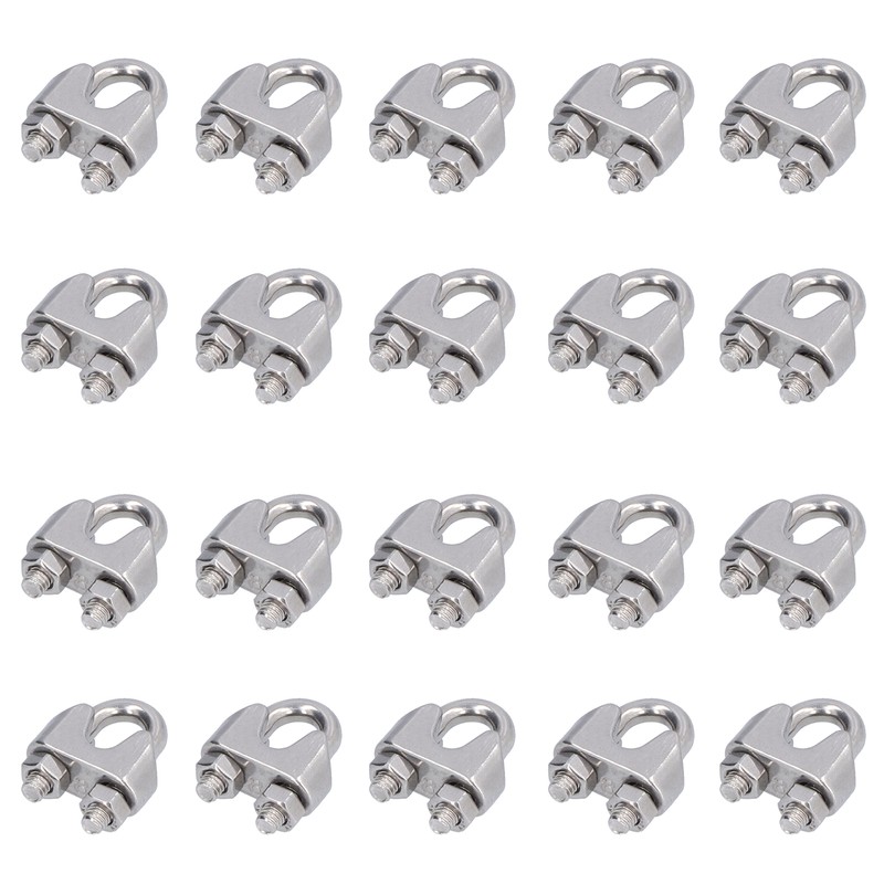 20Pcs Stainless Steel Wire Rope Clamp Hardware Rigging Cable Clip