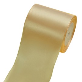 ZOOYOO 4 Inch x 24 Yards Gold Thick Ribbon, Wide Satin Ribbon, Large Gold Ribbon for Making Bow, Present Wrapping, Cuttings Ceremony, Wedding Chairs Pageant Sashes, Christmas Festival Decor
