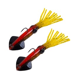 Matymats 2Pcs Squid Lure - Squid Fishing Lure - Luminous Octopus Lures-Squid Soft lure with Hook - Lifelike Squid Swimbait Sea Fishing Lures for Bass Cod Salmon - 36g/14cm