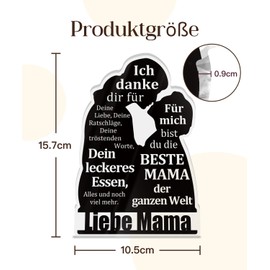 Putuo Decor Acrylschild Liebe Mama – Dankeschön-Geschenk mit liebevollen Worten – Dekoration für Muttertag, Geburtstag oder einfach zwischendurch