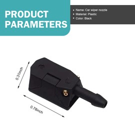Polcatay 2 PCS Front Windshield Wiper Nozzle, 4-way 360-degree Wide-angle Uniform Spray Washer Nozzle, Arm-mounted Cleaning Accessory, for Most Cars Trucks Replacement (Black)