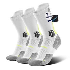 BRISIRA Coolmax Compression Running Socks Moisture Wicking Anti Blister Crew Mid Calf Athletic Hiking Tennis Sock 3 Pairs