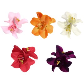 Bohemian Hawaiian Hibiscus Hair Clips and Barrettes in Colors - 5 Pcs Artificial Flower Hairpins for Seaside Holiday, Bridal Headwear