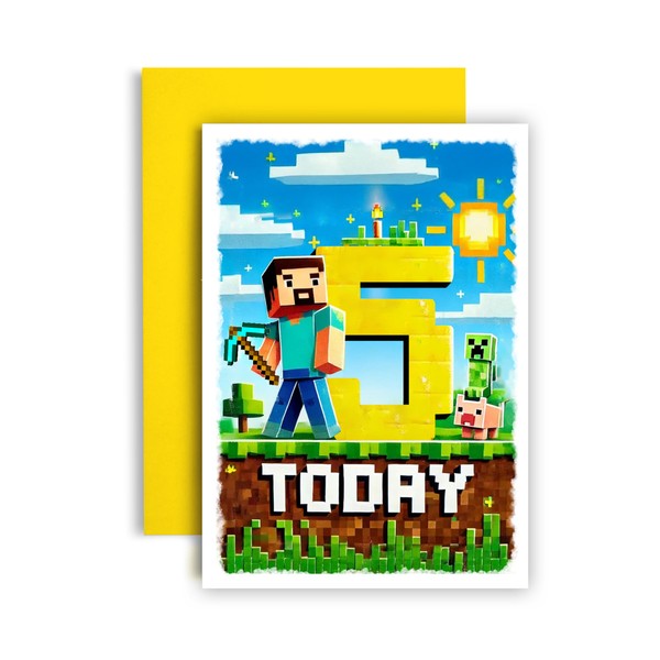 Huxters Gamer 5th Birthday card for Boy - Mine Blocks