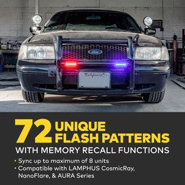LAMPHUS PlanarFlash 6W Red LED Surface Mount Police Grill Strobe Warning Light [SAE Class 1] 12V Ultra Slim Flat Grille Flashing Emergency Fire Light for EMS Responder Firefighter Vehicle Car