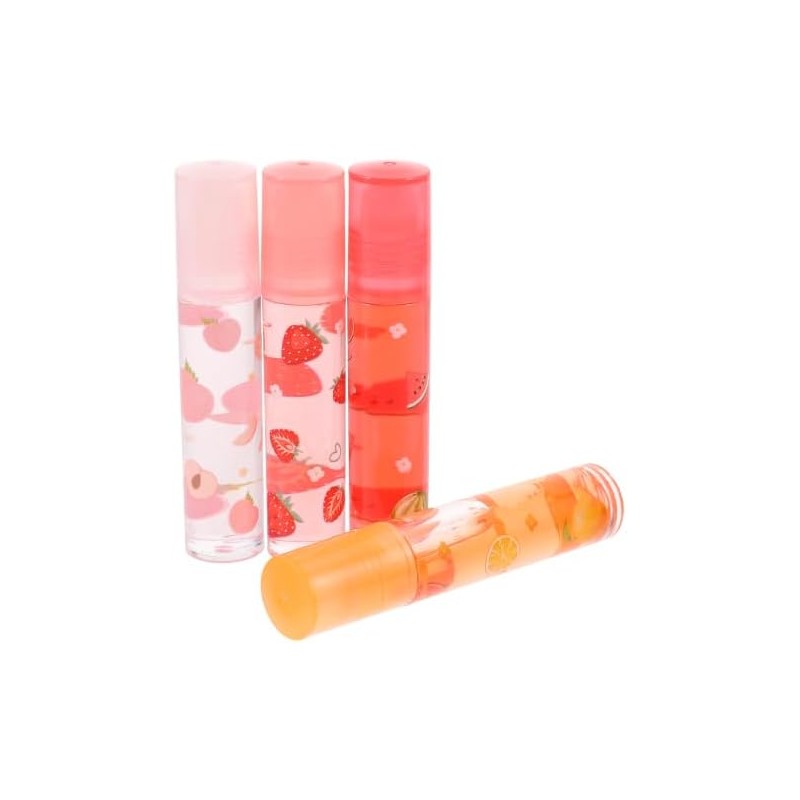4 Piezas Brillo Labial Transparente, Hidratante, Sabor a Fruta