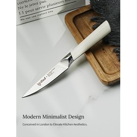 IGNITED CUTLERY 3.5 Inch Paring Knife – German Stainless Steel, Ergonomic Ivory White Handle, Minimalist Small Kitchen Knife for Peeling & Cutting, Ideal Gift for Chefs, Cooks