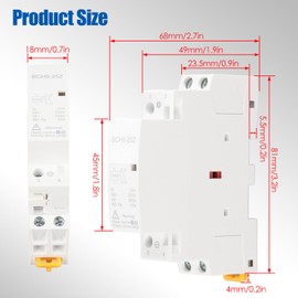 2 Pcs DC Contactor, BCH8-25 2NO 50/60HZ 25A Household Contactor, DC 12V/24V Coil Voltage, DIN Rail Mount Modular Contactor for Intelligent Control System Circuit Control (DC 12V)