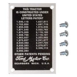 RAParts 9N14001 Fits Ford Tractor 2N & 9N Patent Data Plate with Installation Screws