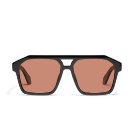 Quay Soundcheck Aviator Sunglasses, Black/Apricot Polarized, One Size