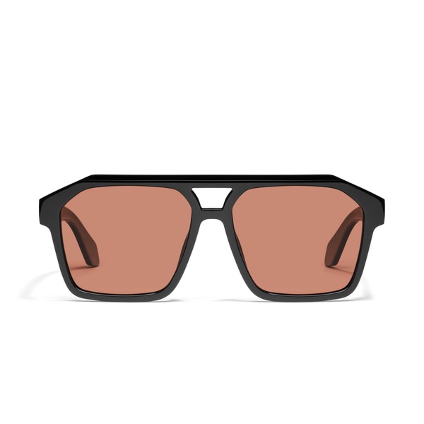 Quay Soundcheck Aviator Sunglasses, Black/Apricot Polarized, One Size