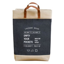 Laundry Basket Grocery Bag Jute Large Capacity Dirty Clothes Storage Basket Bucket for Home Dark Denim