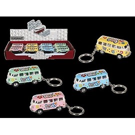 Die Cast - Keychain Model car "VW T1 Bus 1962 -" Peace & Love "with pull back motor.