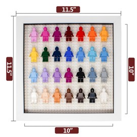 Poster Palooza Figurine Display Case 10x10 White Shadow Box for Miniature Figures 10x10 White Wood Shadow Box with White Base to Display Up to 28 Block Figures