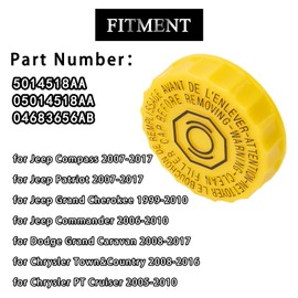 AUPARTIK Brake Master Cylinder Reservoir Cap Fluid Cap for Jeep Compass Patriot Grand Cherokee Commander Dodge Grand Caravan Chrysler Town Country PT Cruiser 5014518AA 05014518AA 42053 04683656AB