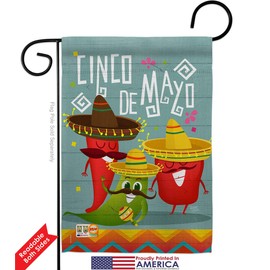 Breeze Decor Chili Pepper Cinco de Mayo Garden Flag Summer Party Cactus Pinata Sombrero Mexican Fiesta Outdoor House Decoration Banner Small Yard Gift Double-Sided, Thick Fabric, Made in USA