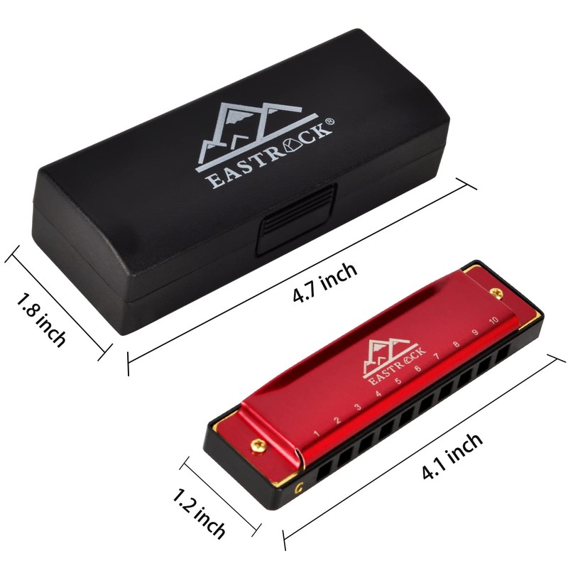 EastRock Harmonica C-major Harmonica with Box 10-hole harmonica for student,