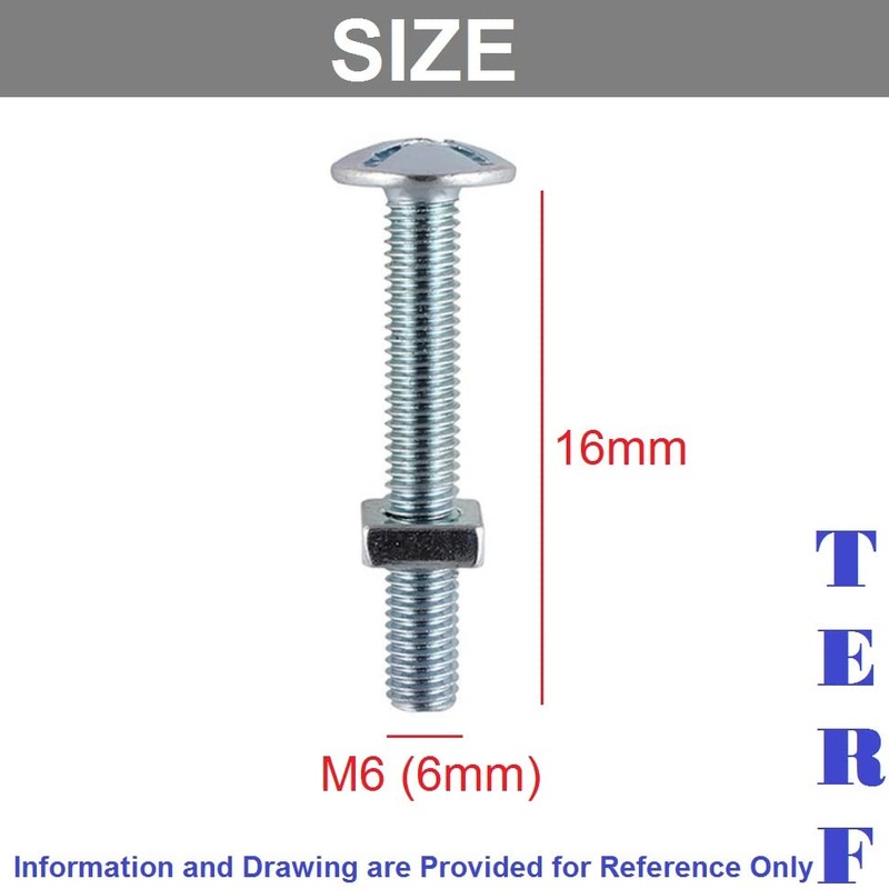 TERF® M6 X 16mm Roofing Bolt with Square Nut M6