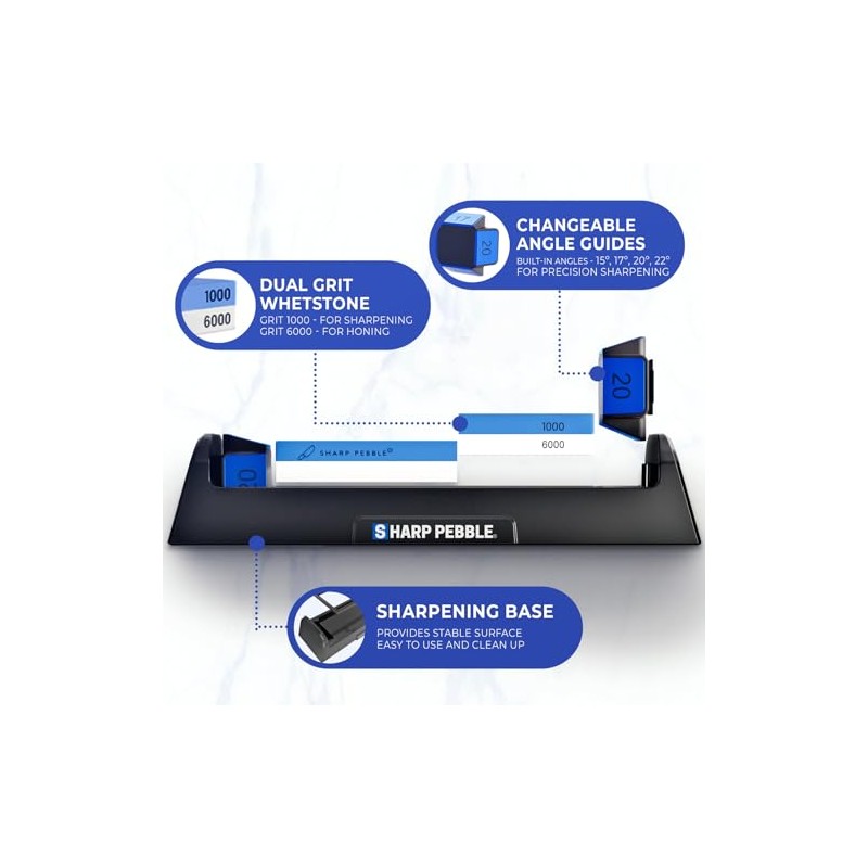Sharp Pebble Complete Whetstone Knife Sharpening System – 1000/6000 Grit