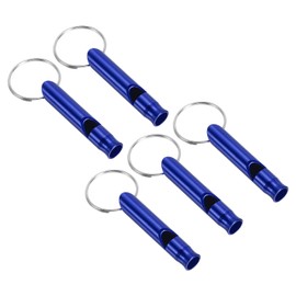 PATIKIL Emergency Whistle, 5 Pack Loud Sound Aluminum Keychain Whistles Outdoor Safety Survival Whistle for Boating Camping Hiking, Blue