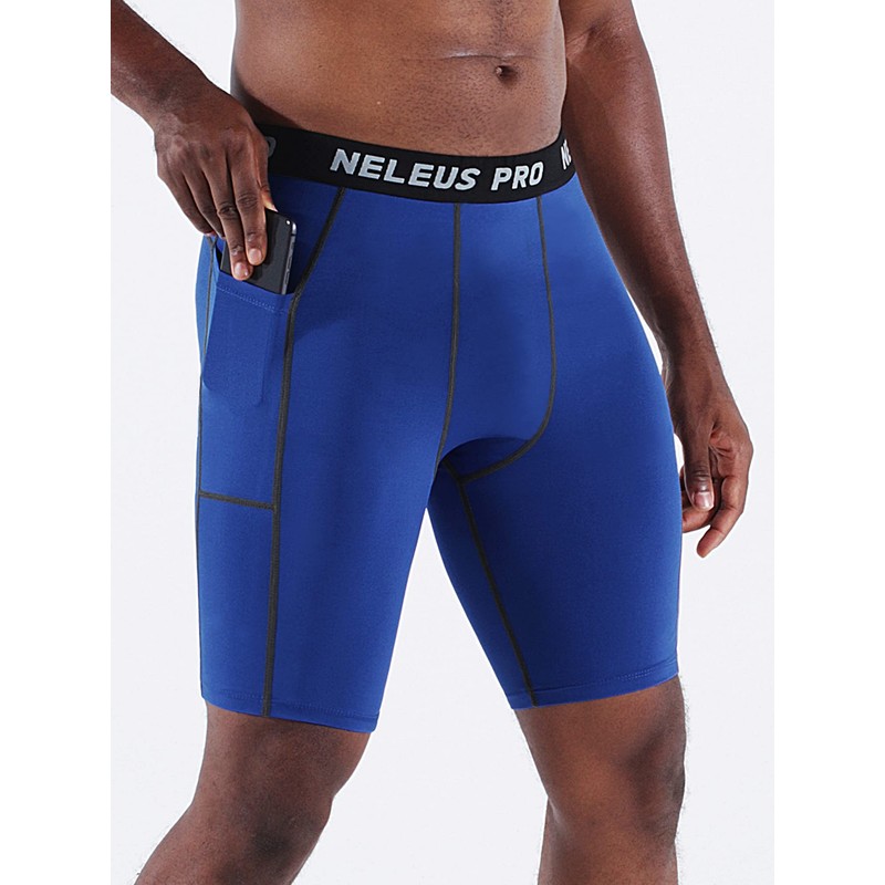 NELEUS Men's Compression Shorts 3 Pack Dry Fit Running Shorts,6081,Black/Blue/White,3XL