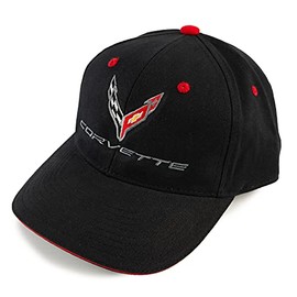 C8 Corvette Hat Embroided Flag and Corvette Logos Classic Cap Black