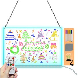 Laysinly Acrylic Dry Erase Board, 11.81"x 7.87" Illuminated Hanging Message Board, LED Writing Board for Restaurants, Cafeterias and Stores, Flashing LED Colorful Lights Erasable Neon Effect (Remote)