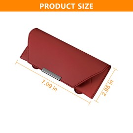 Osilly Car Sunglasses Holder, Sun Visor Eyeglasses Protective Storage Case with Hidden Magnetic Closure, Leather Automotive Glasses Organizer Box, Universal Vehicle Interior Accessories (Wine Red)