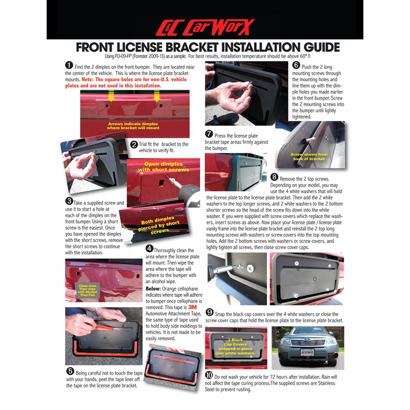 Front & Rear License Brackets Compatible with 2025 Subaru Forester