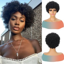 Short Curly Pixie Cut Wigs Hurman Hair For Black Women Wear and Go Glueless Wigs Pixie Cut Wigs Short Afro Curly Wig Cosplay or Daily Use (Pixie cut wigs 8008# 6 Inch)