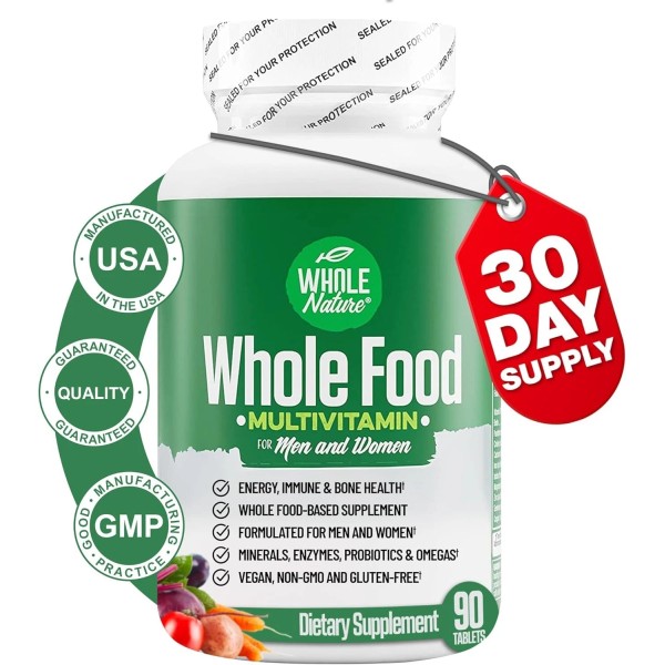 Whole Food Multivitamin for Plus Digestive Enzymes, Probiotics & Omegas,