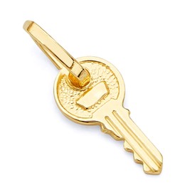The World Jewelry Center 14k REAL Yellow Gold Tiny Key Charm Pendant