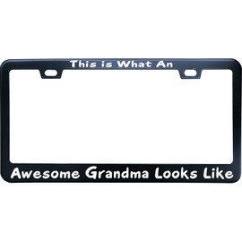 XHuiZio This is What an Awesome Grandma Looks Like License Plate Frame for Car, Truck, RV, SUV, Matte Black Stainless Steel Car Tag Frame 2 Hole & Screws, 12x6 Inch Fits Standard US/Canada