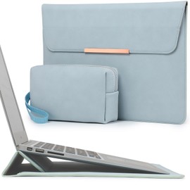 HYZUO 13 Inch Laptop Sleeve with Stand Feature for MacBook Air 13 M4 M3 M2 M1 2025-2018, MacBook Pro 13 M2 M1, 13" iPad Pro/Air, Surface Pro, with Carry Bag, Pale Blue(Smiley)