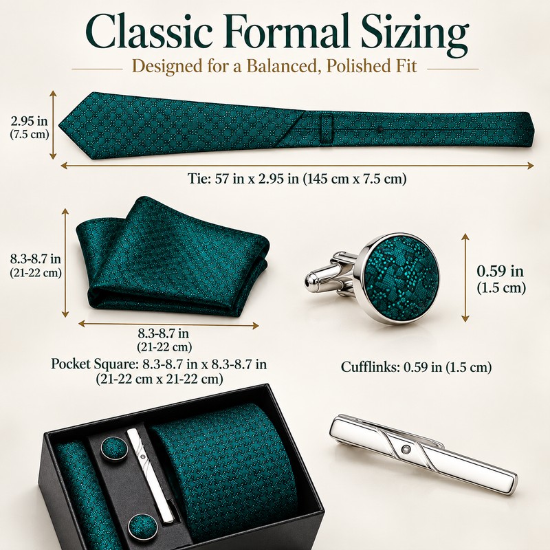 Men’s Tie Gift Set with Pocket Square, Cufflinks & Tie