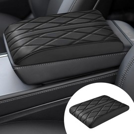 HEVLE Car Center Console Cover, PU Leather Armrest Pad Cover, Universal Leather Waterproof Armrest Seat Box Cover Protector, Comfortable Car Interior Accessories Fits for Most Car SUV Truck (Black)