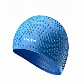 Silicone Swim Cap for Men Women - Comfortable Bathing Cap Ideal for Curly Short Medium Long Hair Shower Caps Keep Hairstyle Unchanged Non-Slip (Blue)