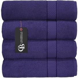 Casabella Pack of 2 Large Jumbo Bath Sheets 100% Egyptian Combed Cotton Big Beautiful Towels_Purple_2pcs
