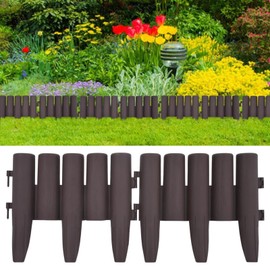 Gecheer 36 pcs Garden Fence Lawn Edgings Brown 393.7", Animal Barrier Border Decorative Fence Panels Outdoor Fence for Dogs Garden Fencing for Outdoor Yard Lawn Patio