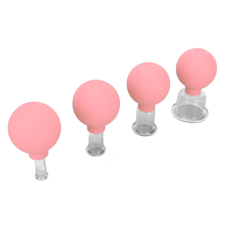 4pcs Glass Face Cupping Set Silicone Lymphatic Drainage Skin Lifting