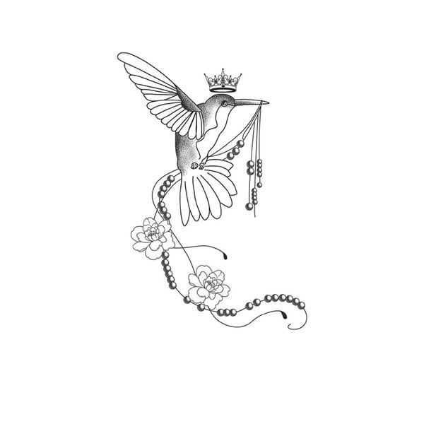 kobench Temporary Tattoos,Crown Bird - K97 Design,Waterproof,Easy-to-Apply,Long Lasting 1-2 Weeks,