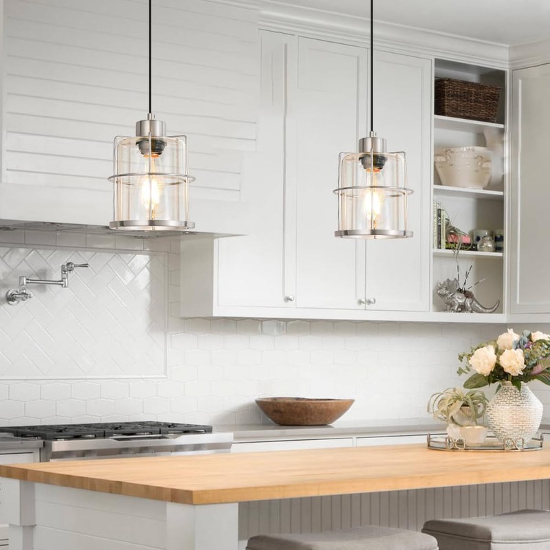 Brushed Nickel Pendant Lights Set of 2, Pendant Lights Kitchen