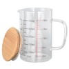Glass Measuring Cup, Graduated Beaker Mug with Handle and Lid