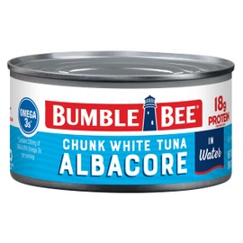 Bumble Bee Chunk White Albacore Tuna in Water, 12 oz Can - Wild Caught Tuna - 18g Protein per Serving, High in Omega-3s - Non-GMO Project Verified, Gluten Free, Kosher