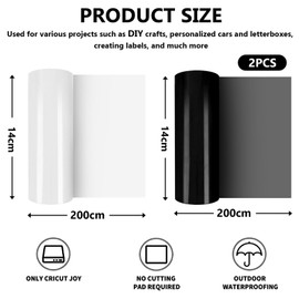 Smart Iron on for Cricut Joy, 14 x 200 + 200 cm Plotter Film, Textile, Smart Heat Transfer Vinyl, Flex Film Plotter Textiles for Iron-on, PU Plotter Film, Textile for Fabrics, T-Shirts, DIY Patterns