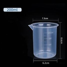 TOP-VIGOR 2Pcs 200ml Plastic Measuring Cups, Transparent Lab Graduated Beakers Liquid Measuring Cups, Heat Resistant Measuring Jugs Mixing Cups for Baking Cooking Lab